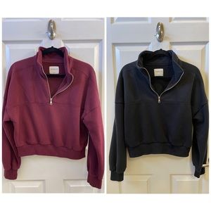 2 GENTLY WORN ABERCROMBIE HALF ZIPS WOMENS SIZE SMALL